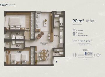 Planta humanizada apartamento final 01A - 2 su tes (imagem ilustrativa - mobili rio n o inclu do) · Apartamento 2 quartos Campinas São José WOA Sky Residence