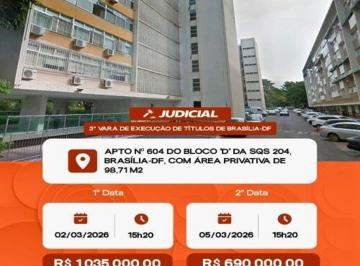 Apartamento de 2 quartos, Brasília · LEILÃO JUDICIAL DE APTO NA ASA SUL COM 50% DE DESCONTO!