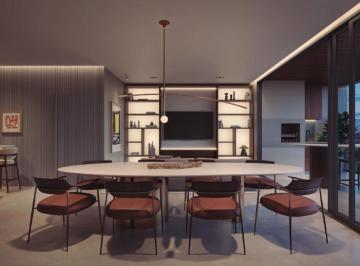 Living integrado com mesa de jantar e sacada, no Lotisa Sun Park (imagem ilustrativa) · Apartamento 4 quartos 200m² Fazenda Itajaí