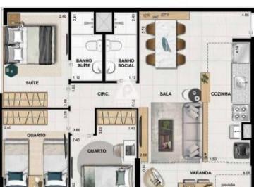 Apartamento · 60m² · 3 Quartos · 1 Vaga · Apartamento 3 quartos uma suite vaga condomínio Etehe Residencial