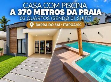 Casa · 87m² · 3 Quartos · 2 Vagas · Casa com Piscina e 03 Dormitórios, Apenas 260 Metros da Praia no Rainha do Mar em Itapoá Sc!