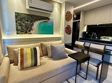 Sala · Apartamento Pé na Areia com 1 quarto, 43 m², totalmente mobiliado – Jardim Oceania – João Pessoa/PB