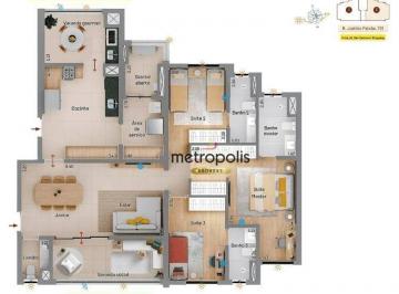 Planta  · Apartamento com 3 dormitórios à venda, 132 m² por R$ 1.950.000,00 - Jardim São Caetano - São Caetano