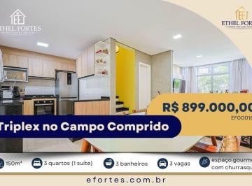 Casa de 3 quartos, Curitiba · SOBRADO TRIPLEX EM CONDOMÍNIO NO CAMPO COMPRIDO | 150 m² | ESPAÇO GOURMET | 3 VAGAS
