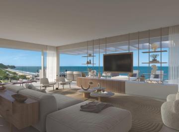 Living da cobertura linear, de 361,74 m², voltado para o mar (imagem ilustrativa) · Cobertura na Praia Brava: sofisticação no Aura Living Home