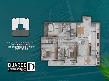 Apartamento · 122m² · 3 Quartos · 1 Vaga · Plantas 1 e 2 do 1° ao 11° Pavimento no Porto de Capri, em Pedra Branca, Palhoça/SC