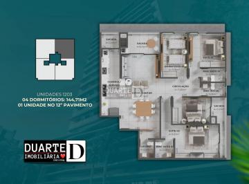 Apartamento · 144m² · 4 Quartos · 2 Vagas · Planta 3 do 12° Pavimento no Porto de Capri, em Pedra Branca, Palhoça/SC