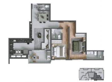 Planta humanizada 1703 - 2 su tes (imagem ilustrativa - mobili rio e decora o n o inclu dos) · Apartamento 2 quartos Agronômica Florianópolis Stuttgart