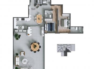 Planta humanizada final 04 - 2 su tes (imagem ilustrativa - mobili rio e decora  o n o inclu dos) · Apartamento 2 quartos em Agronômica, Florianópolis | Stuttgart