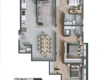 Planta humanizada final 03 - 3 su tes (imagem ilustrativa - mobili rio e decora o n o inclu dos) · Apartamento 3 quartos em Agronômica, Florianópolis | Stuttgart