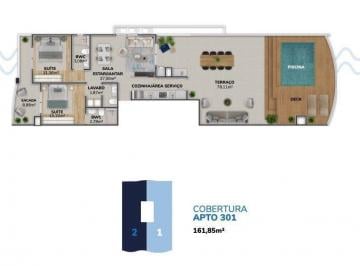 Planta humanizada cobertura 301 Torre B (imagem ilustrativa - mobili rio n o inclu do) · Cobertura 2 quartos Morro das Pedras Florianópolis Wave Residencial