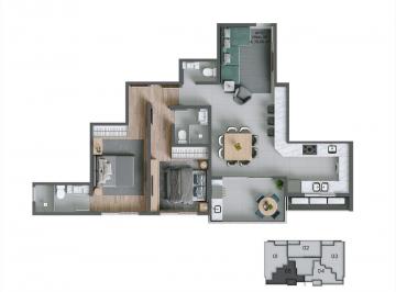 Planta humanizada final 05 - 2 su tes (imagem ilustrativa - mobili rio e decora  o n o inclu dos) · Apartamento 2 quartos Agronômica Florianópolis Stuttgart