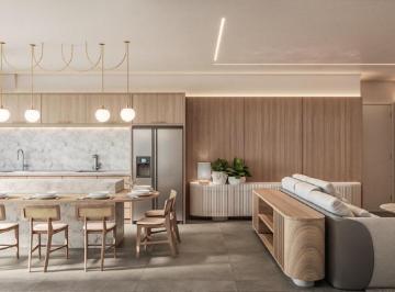 Cozinha com ilha integrada ao living, na planta de 3 suítes do final 1 (imagem ilustrativa) · Apartamento 3 quartos 117,27 m² Fazenda Itajaí