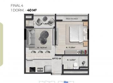 Apartamento · 40m² · 1 Quarto · 1 Vaga · APARTAMENTO 804 B