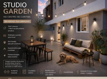 Apartamento de 1 quarto, Curitiba · STUDIO GARDEN NOVO COM QUINTAL PRIVATIVO NO CENTRO DE CURITIBA