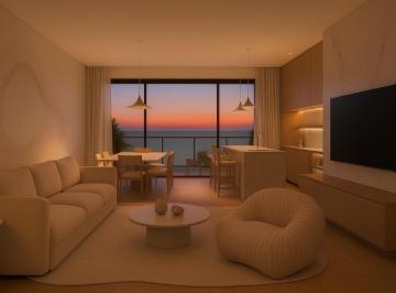 Opção de decoração do living, com estar e jantar integrados (imagem ilustrativa) · Apartamento diferenciado 2 quartos 113,88m² Praia Brava Itajaí