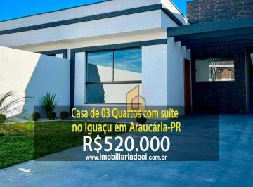 56038f1cad1c0af305c1c46f636f222d1291e40c · Casa de 03 Quartos com suíte no Iguaçu em Araucária-PR - A venda por R$520.000,00