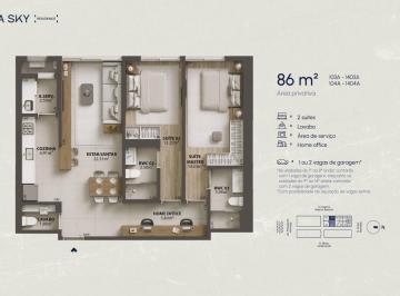 Planta humanizada apartamento final 03A - 2 su tes (imagem ilustrativa - mobili rio n o inclu do) · WOA Sky | 2 suítes com lavabo + 1 vaga