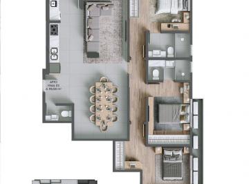 Planta humanizada final 03 - 3 su tes (imagem ilustrativa - mobili rio e decora  o n o inclu dos) · Venda | Apartamento 3 suítes + 2 vagas