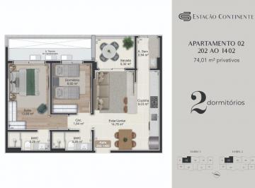 Apartamento · 74m² · 2 Quartos · 1 Vaga · Venda | Apartamento 2 quartos (1 suíte)