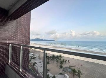 Varanda · Apartamento FRENTE MAR com 2 dormitórios à venda, 96 m² por R$ 650.000 - Vila Guilhermina - Praia Gr