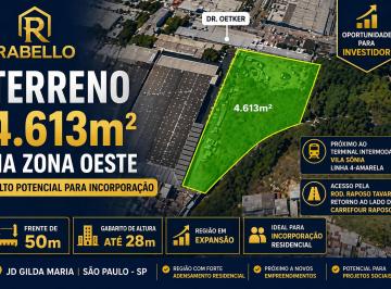 Terreno , São Paulo · Zona Oeste | Terreno 4.613m² com Alto Potencial de Valorização e Uso Misto | Raposo Tavares | R$ 4MM