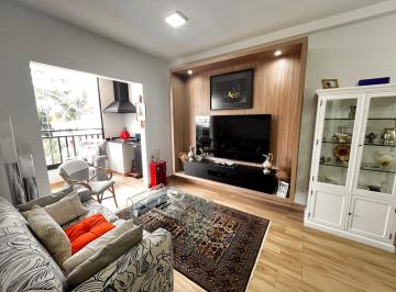 Sala de estar estendida para varanda gourmet · Apartamento Campo Belo, 75M, 3 Dorms, 3 vagas, Varanda Gourmet.