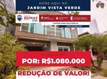Casa · 187m² · 3 Quartos · 3 Vagas · Casa Iluminada, com 3 suítes, à venda, 187 m2, por R$ 1.080.000 – Jardim Vista Verde – Indaiatuba/SP