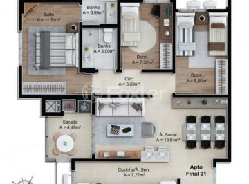 34daa11a · Apartamento, 3 dormitórios, 81 m², em Barreiros