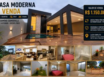 Casa de 4 quartos, Vicente Pires · Casa Moderna com Piscina à Venda no Condomínio Cooperville- 26 de Setembro - Piscina e churrasqueira