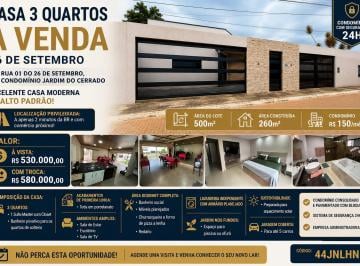 Casa de 3 quartos, Vicente Pires · Casa 3 quartos à venda em 26 de Setembro-Rua 01 do 26 de Setembro, condomínio Jardim do Cerrado