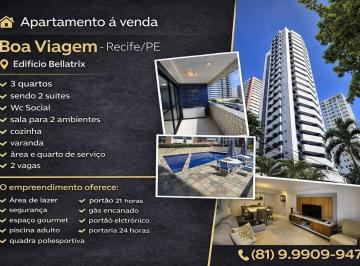 Apartamento de 3 quartos, Recife · APARTAMENTO À VENDA NO EDF BELLATRIX EM BOA VIAGEM-RECIFE/PE