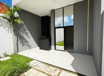 Casa de 3 quartos, Eusébio · Casa Plana no Centro do Eusébio, 100m2, 3 Suítes com Closet, 100% Porcelanato, Quintal, 2 Vagas.