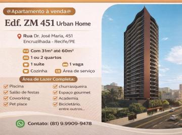 Apartamento de 3 quartos, Recife · APARTAMENTO À VENDA NO EDF ZM 451 URBAN HOME NA ENCRUZILHADA-RECIFE/PE 60m²