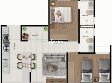 Apartamento · 55m² · 2 Quartos · 1 Vaga · Apartamento com 2 quartos sendo 1 suíte disponível para venda no bairro Osvaldo Rezende em Uberlândi