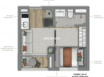 Apartamento · 24m² · 1 Quarto · Studio em Brooklin Paulista com 24m²