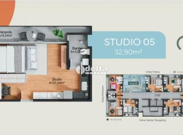 Apartamento · 32m² · 1 Quarto · 1 Vaga · Apartamento com 1 quarto disponível para venda no bairro Tibery em Uberlândia-MG