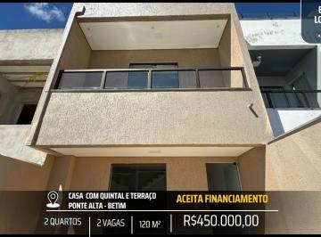 Casa · 100m² · 2 Quartos · 2 Vagas · CASA NOVA À VENDA COM 2 QUARTOS, SUÍTE, QUINTAL GRANDE E TERRAÇO NO PONTE ALTA EM BETIM