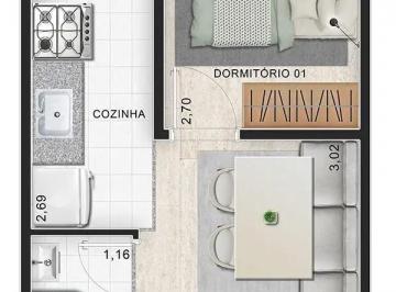 Planta 01 - 1 dorm 24m² · Garden em Jardim Monte Kemel São Paulo SP