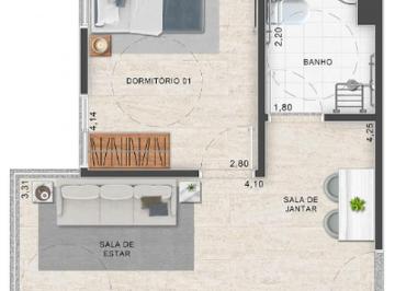 Planta 01 - 1 dorm 42m² · Garden em Parque Assunção Taboão da Serra SP
