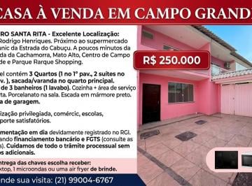 Casa de 3 quartos, Rio de Janeiro · Campo Grande | Casa 3 quartos 2 suites. Próximo ao Prezunic - Est.do Cabuçu, aceita Caixa e FGTS