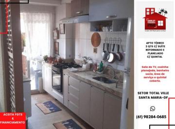 Apartamento de 2 quartos, Santa Maria · Apartamento térreo 2 Qts c/ suíte reformado e planejado c/quintal Setor Total Ville-DF