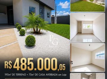 Casa · 75m² · 2 Quartos · 2 Vagas · 190m² DE TERRENO + 75m² DE CASA AVERBADA POR APENAS R$ 485 MIL!