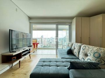 Apartamento · 49m² · 1 Quarto · 1 Vaga · Studio em Santos (Ponta da Praia) com Vista Mar – 49,10 m², 1 Dorm, Mobiliado