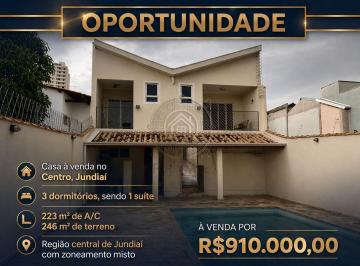 Casa · 223m² · 3 Quartos · 4 Vagas · Casa Padrão em Região Central de Jundiaí A Venda