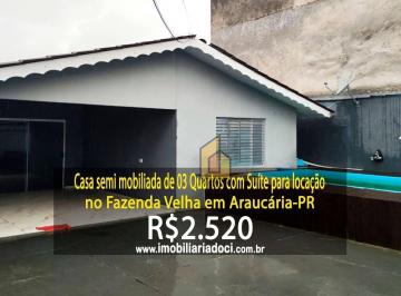 db6edee87b16df12a1ca23acb12d680e18af168b · Casa Semi Mobiliada de 03 Quartos com Suíte no Fazenda Velha em Araucária-PR - Locação por R$2.520,
