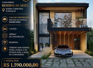 Casa · 190m² · 3 Quartos · 2 Vagas · Reserva da Mata - Casa em Condomínio em Construção Entrega Jul/2026 - Reserva da Mata Jundiaí
