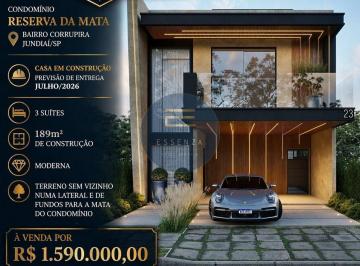 Casa · 190m² · 3 Quartos · 2 Vagas · Reserva da Mata - Casa em Condomínio em Construção Entrega Jul/2026 - Reserva da Mata Jundiaí