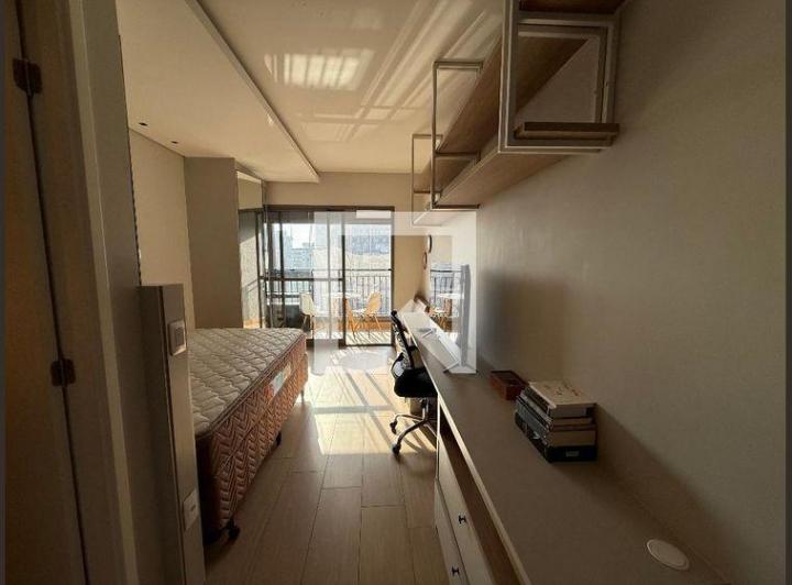 Foto do imóvel - Sobre o imóvel: Studio mobiliado com 27m2! Armários, cama de casal, tv e ar condicionado