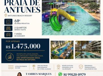 Apartamento de 2 quartos, Maragogi · ANTUNES BEACH RESORT | 2 quartos | 68m² | Lazer completo | praia de Antunes